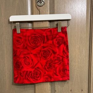 Bailey Rose Red Print Denim Mini Skirt size XS